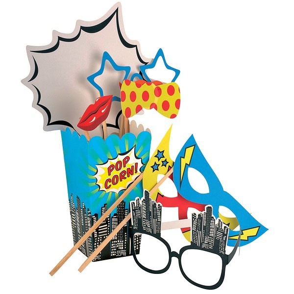 Kit Accessoires photo booth "pop art", super héros Kit Accessoires photo booth "pop art", super héros