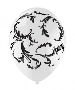 5 ballons transparents baroque "damask"