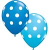 5 ballons latex bleu à pois bleus