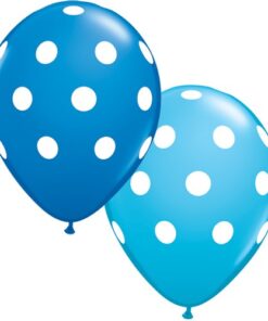 5 ballons latex bleu à pois bleus