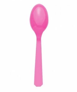 20 cuillères en plastique rose fuchsia vif