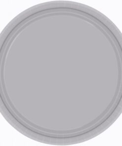 8 grandes assiettes carton gris argent 23cm