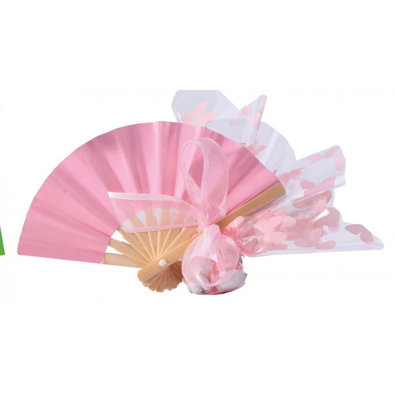 Mini éventail papier rose pâle Mini éventail papier rose pâle