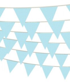 Banderole fanions bleu ciel et pois blanc