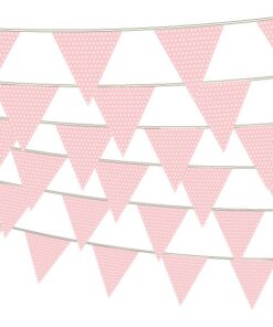 Banderole fanions pois rose bébé