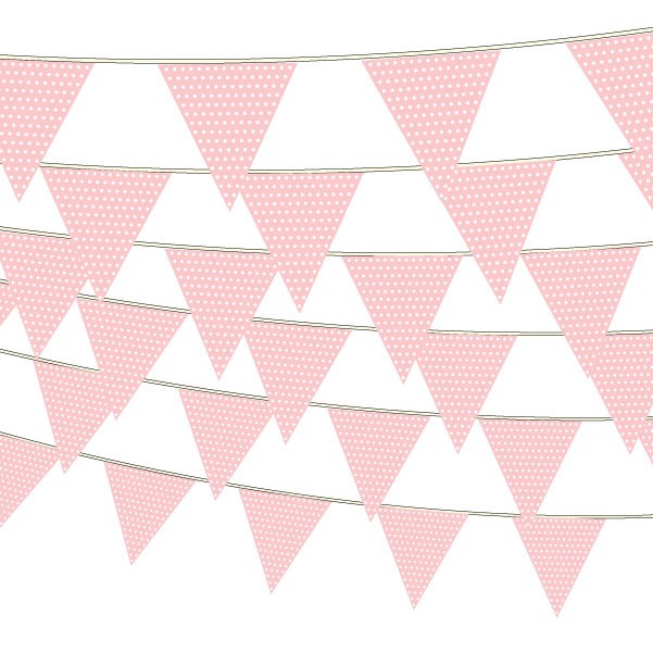 Banderole fanions pois rose bébé Banderole fanions pois rose bébé