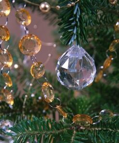 Guirlande de perles diamant cristal doré 1 metre