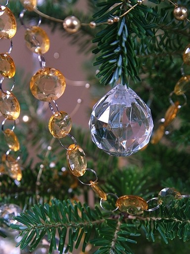 Guirlande de perles diamant cristal doré 1 metre Guirlande de perles diamant cristal doré 1 metre