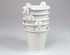 Petit seau à dragées pot en métal blanc