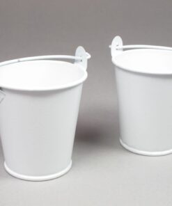 Petit seau à dragées pot en métal blanc