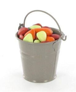 Petits seaux à dragées pot en méta gris taupe