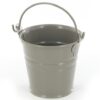 Petits seaux à dragées pot en méta gris taupe