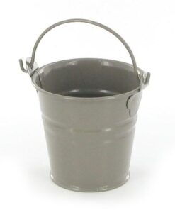 Petits seaux à dragées pot en méta gris taupe
