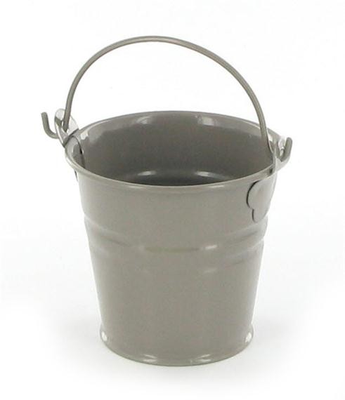 Petits seaux à dragées pot en méta gris taupe Petits seaux à dragées pot en méta gris taupe