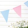 Banderole fanions tissu pois rose bleu