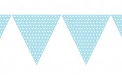 Banderole fanions bleu ciel et pois blanc