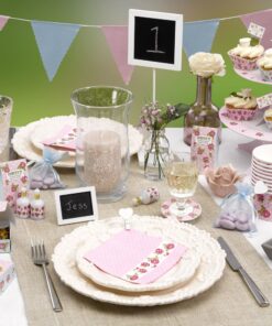 Banderole fanions tissu pois rose bleu