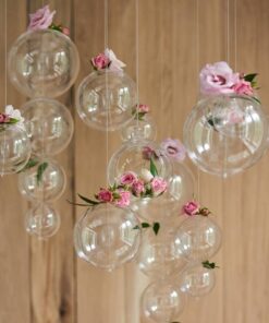 4 Photophore verre boule à suspendre 10 cm