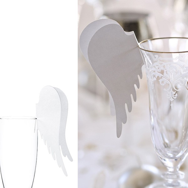 Nominette marque place sur verre ailes d'ange Nominette marque place sur verre ailes d'ange