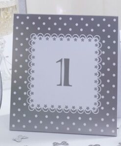 12 Numéros de table blanc et gris à pois