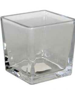 Vase cube photophore en verre 6x6cm