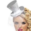 Mini chapeau serre tête haut de forme argent