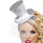 Mini chapeau serre tête haut de forme argent