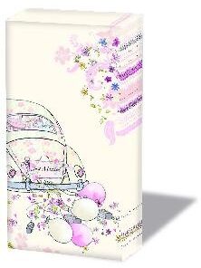 Mouchoirs mariage voiture Just Married rose pastel