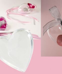Boite dragée coeur en plexi transparent 8cm