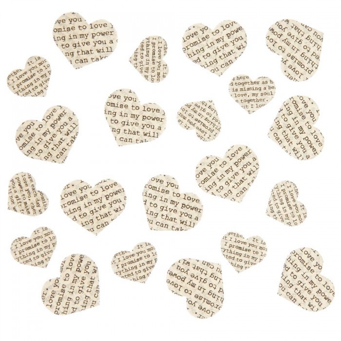 Confettis vintage coeurs mariage messages journal Confettis vintage coeurs mariage messages journal