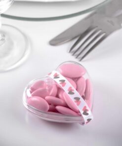 Boite dragée coeur en plexi transparent 8cm