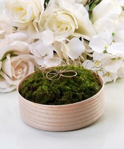 Boite rondin alliances mariage bois nature mousse