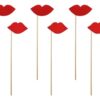 6 accessoires photobooth, lèvres bouche rouge