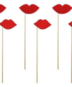 6 accessoires photobooth, lèvres bouche rouge