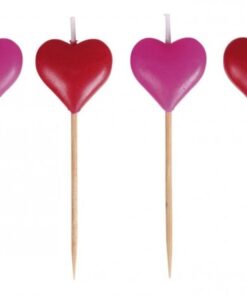 8 bougies coeur rose et rouge gâteau anniversaire