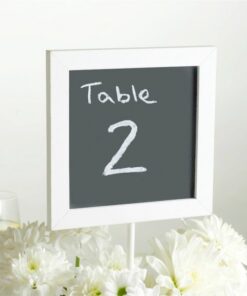 Panneau ardoise blanc sur tige et socle H34cm