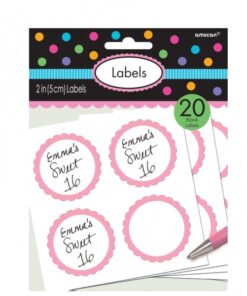 20 étiquettes rondes candy bar rose pâle pot