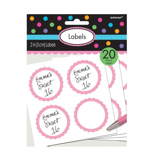 20 étiquettes rondes candy bar rose pâle pot 20 étiquettes rondes candy bar rose pâle pot