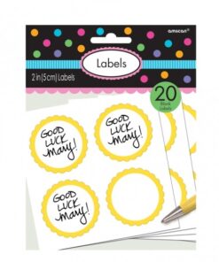 20 étiquettes rondes pot candy bar jaune