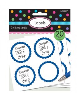 20 étiquettes rondes stickers pot candy bleu roi