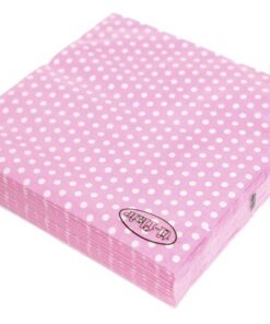 20 Serviettes jetables à pois rose clair bébé