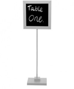 Panneau ardoise blanc sur tige et socle H34cm