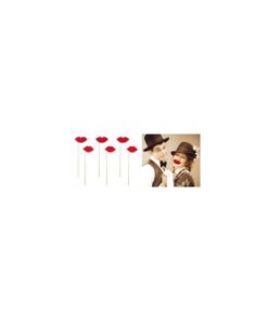 6 accessoires photobooth, lèvres bouche rouge