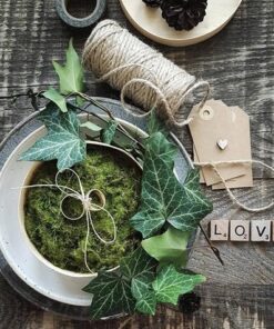 Boite rondin alliances mariage bois nature mousse