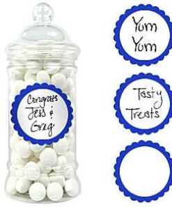 20 étiquettes rondes stickers pot candy bleu roi