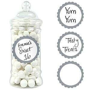 20 étiquettes rondes pot candy bar gris argenté 20 étiquettes rondes pot candy bar gris argenté