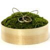 Boite rondin alliances mariage bois nature mousse