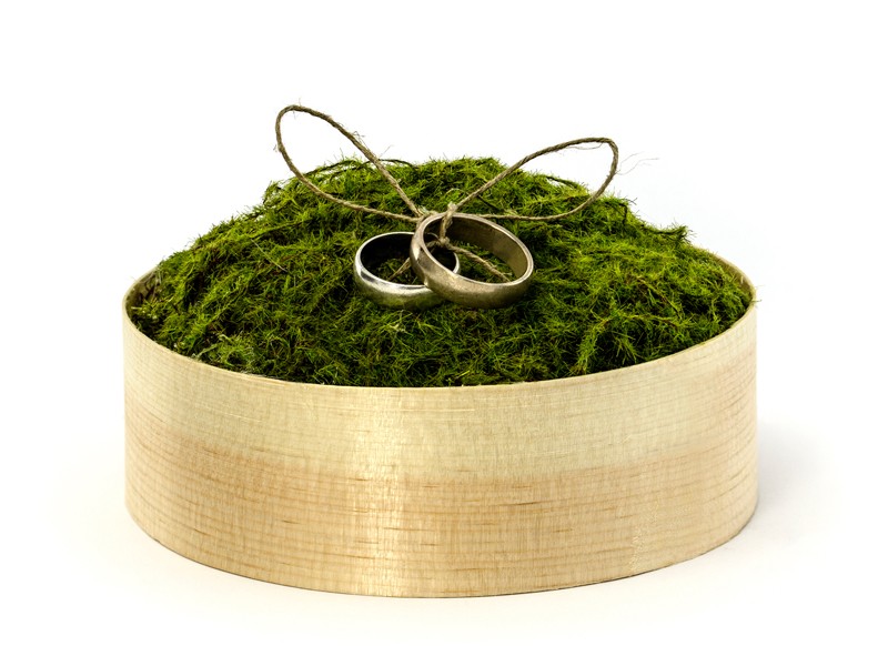 Boite rondin alliances mariage bois nature mousse Boite rondin alliances mariage bois nature mousse