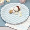 8 assiettes jetables motif chevron pastel mint