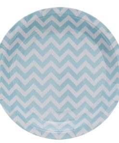 8 assiettes jetables motif chevron pastel mint